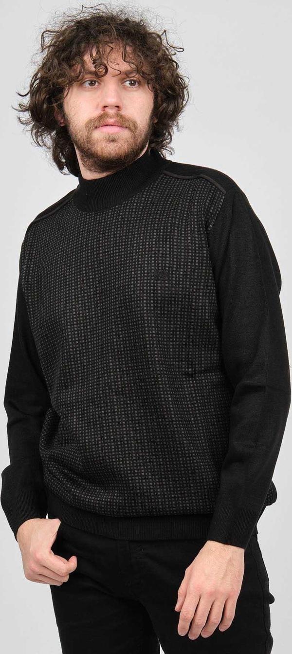 Pelikan Erkek Desenli Yarım Balıkçı Yün Kazak 1578717 Siyah - Image 1