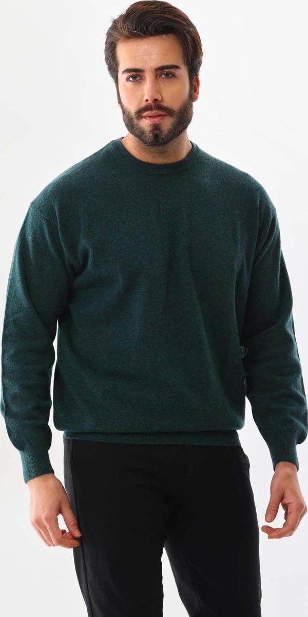 Sanfa Erkek Bisiklet Yaka Saf Yün Kazak 4114 Yeşil - Image 1