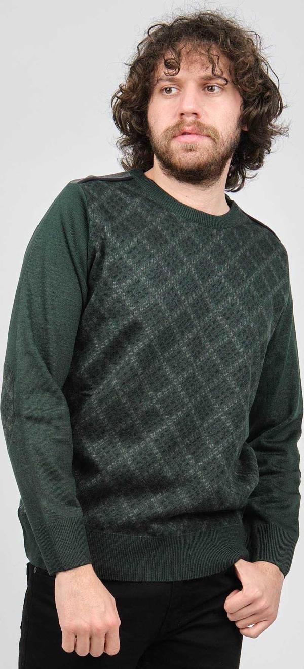 Pelikan Erkek Desenli Bisiklet Yaka Kazak Yeşil - Image 1