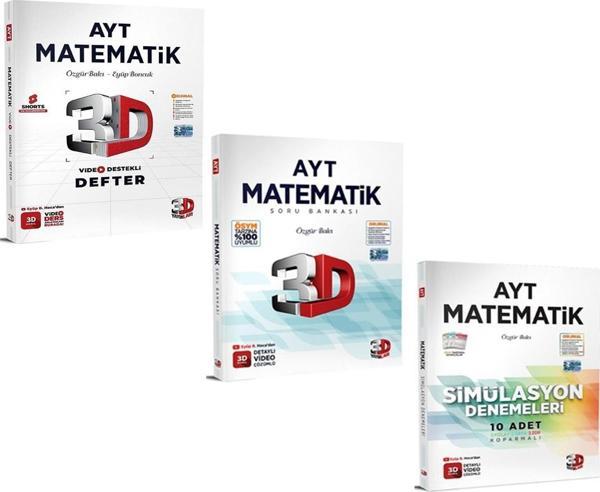 3D Yayınları AYT Matematik Video Ders Defteri Soru Bankası ve Deneme Seti 3 Kitap - 3D Yayınları - Image 1
