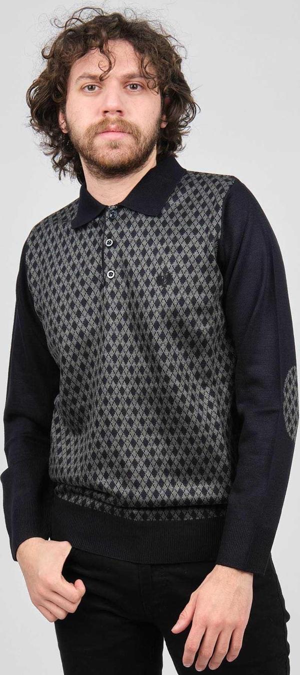 Pelikan Erkek Dirsek Detaylı Polo Yaka Kazak 1577427 Füme - Image 1
