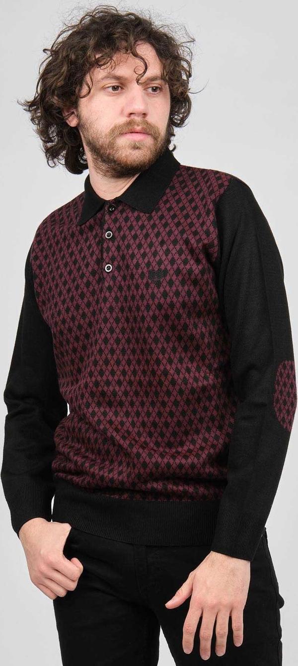 Pelikan Erkek Dirsek Detaylı Polo Yaka Kazak 1577427 Bordo - Image 1