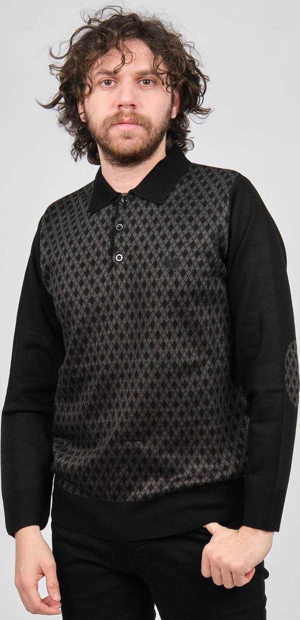 Pelikan Erkek Dirsek Detaylı Polo Yaka Kazak 1577427 Siyah - Image 1