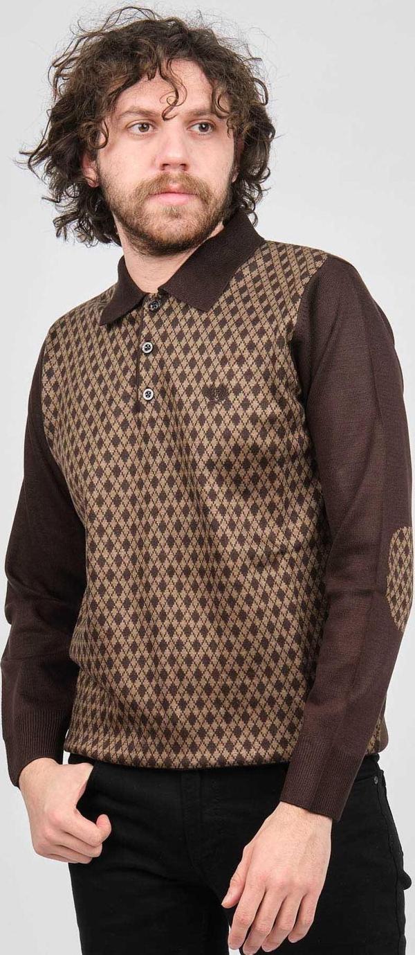 Pelikan Erkek Dirsek Detaylı Polo Yaka Kazak 1577427 Kahverengi - Image 1