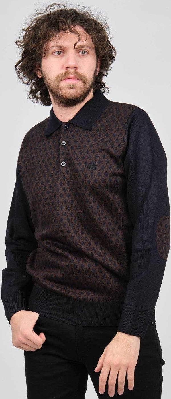 Pelikan Erkek Dirsek Detaylı Polo Yaka Kazak 1577427 Lacivert - Image 1