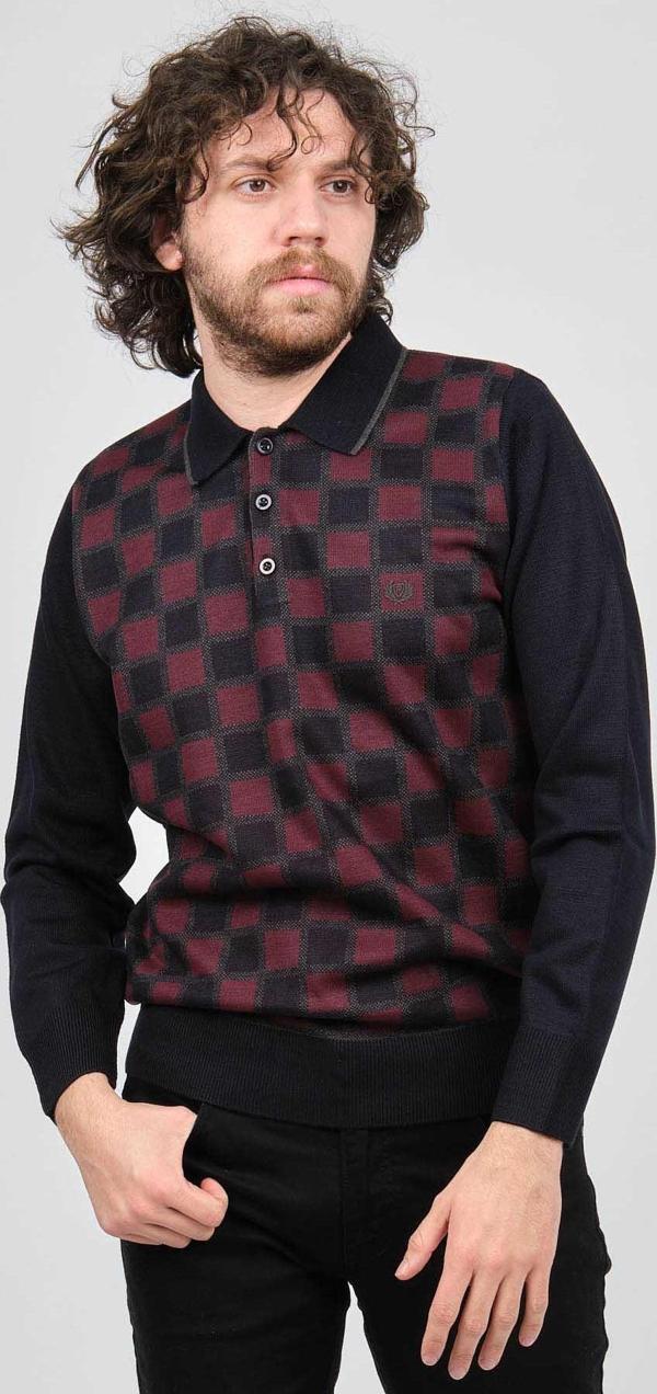 Pelikan Erkek Desenli Polo Yaka Kazak 1577428 Bordo - Image 1