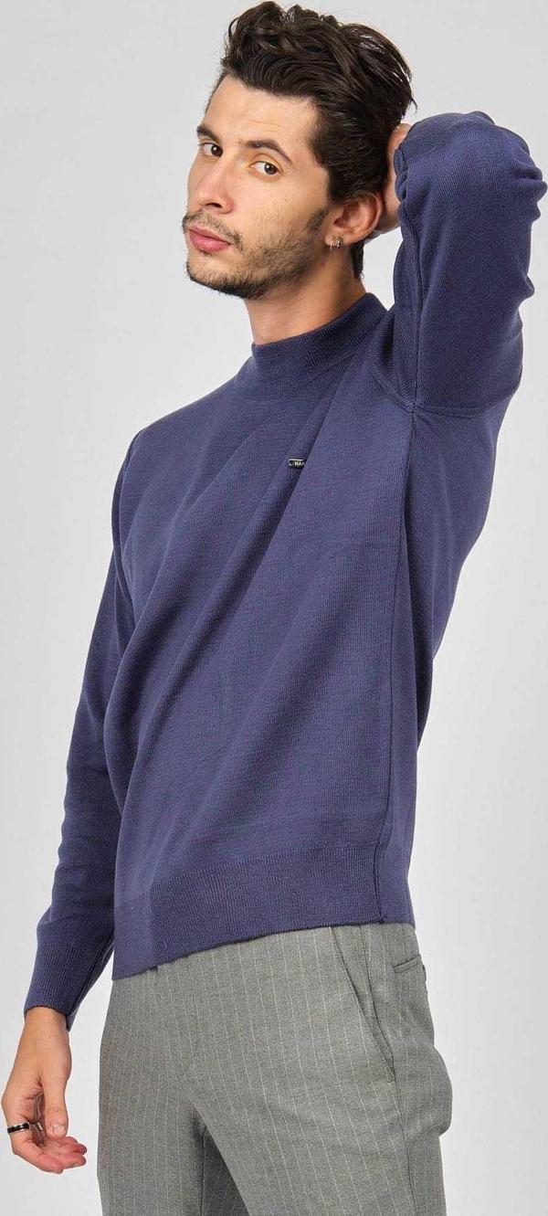 Haki Triko Erkek Yarım Balıkçı Kazak 6081215 Indigo - Image 1