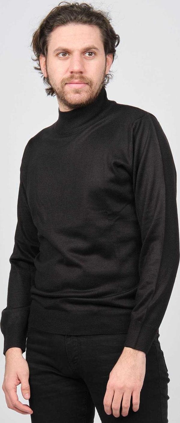 Woolen World Erkek Balıkçı Yaka Yün Kazak 5590103 Siyah - Image 1