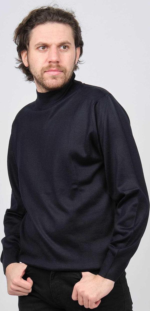 Woolen World Erkek Balıkçı Yaka Yün Kazak 5590103 Lacivert - Image 1