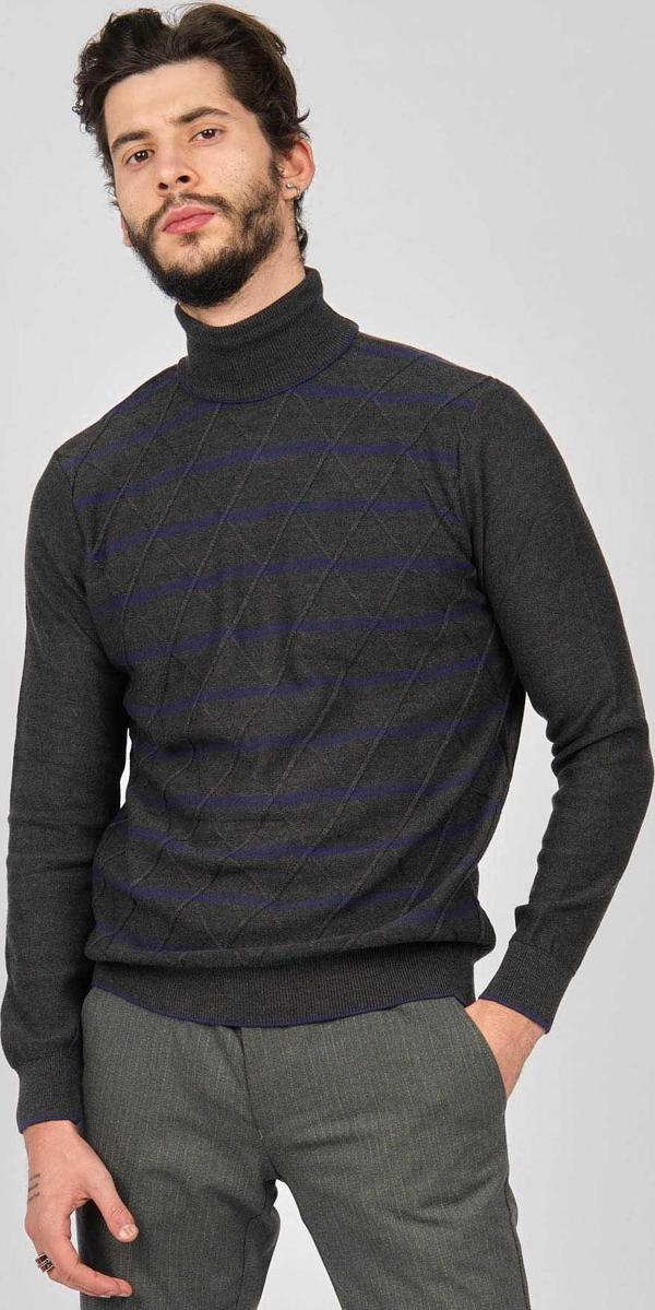 Dio Rise Erkek Desenli Tam Balıkçı Kazak 650189232 Antrasit - Image 1