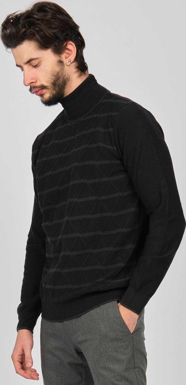 Dio Rise Erkek Desenli Tam Balıkçı Kazak 650189232 Lacivert - Image 1