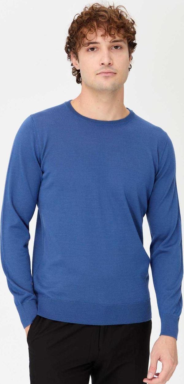 Desen Triko Erkek Basic Sıfır Yaka İnce Triko Kazak 02421603 Indigo - Image 1