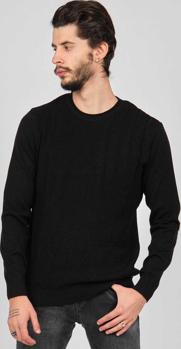 Dio Rise Erkek Desenli Bisiklet Yaka Kazak 650189407 Siyah - Image 1