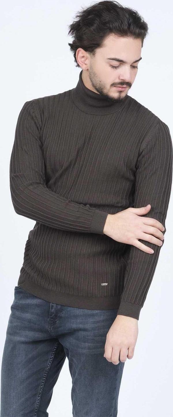 Raymons Erkek Fitilli Tam Balıkçı Triko Yün Kazak 67822887 Haki - Image 1