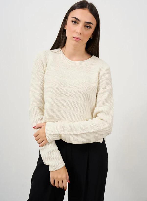 Only Kadın Onlmanja Yandan Bağlamalı Bisiklet Yaka Örme Kazak 15324444 Ekru - Image 1