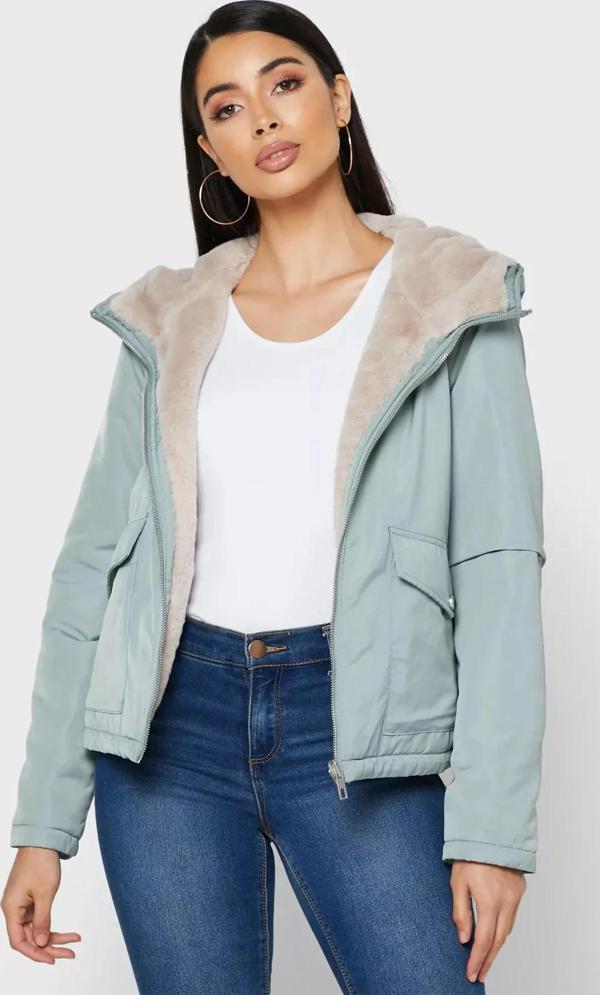 Only Kadın Onldahlıa Çift Taraflı Kapüşonlu Kürk Mont 15208777 Yeşil - Image 1