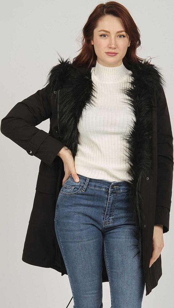 Veger Kadın Kapüşonlu Kaban 4223132 Siyah - Image 1