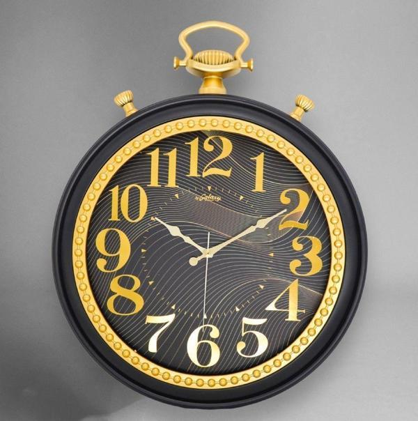 Galaxy 736-KA-1 Serisi Köstekli Saat Görünümlü Sessiz Akar Duvar Saati 50 cm Koyu Kahve-Gold - Image 1