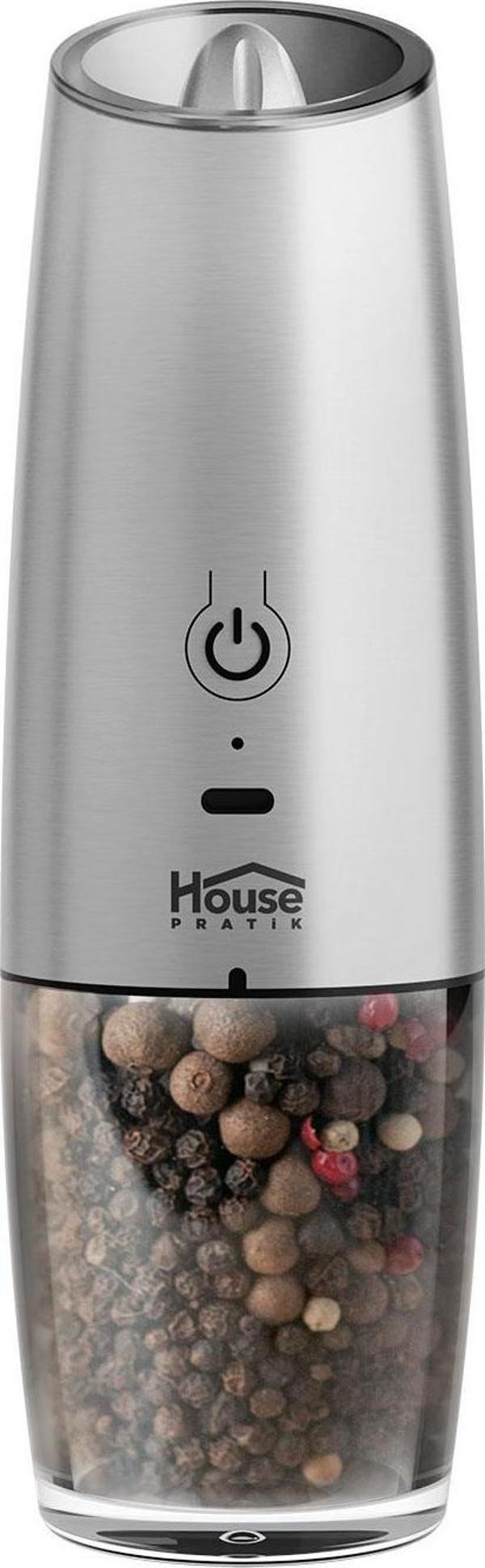 House Pratik HP72 Şarjlı Tuz ve Baharat Öğütücü İnox - Image 1