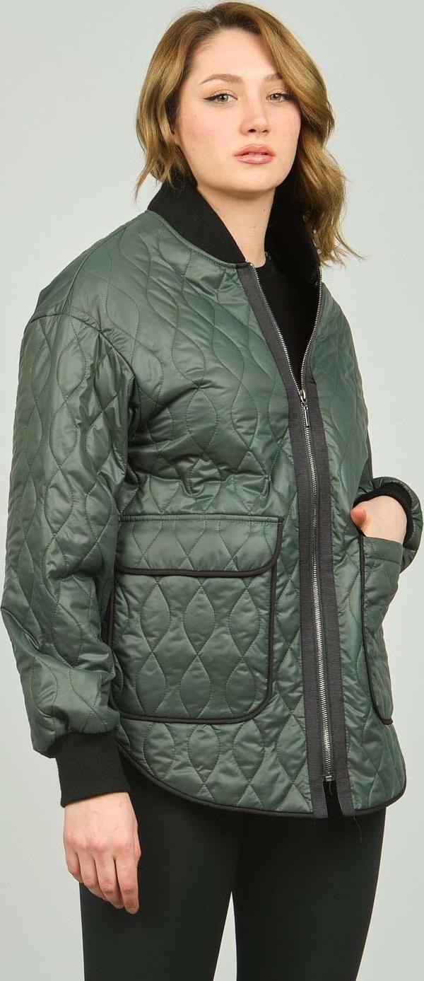 Veger Kadın Kolej Yaka Fermuarlı Mont 3399 Haki - Image 1