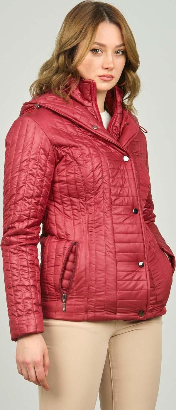 Veger Kadın Fermuar ve Çıtçıtlı Kapüşonlu Mont 3388 Bordo - Image 1
