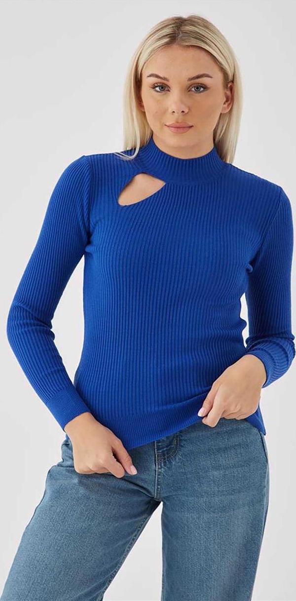 Fashion Friends Kadın Pencere Detaylı Kazak 23K0167K1 Saks - Image 1