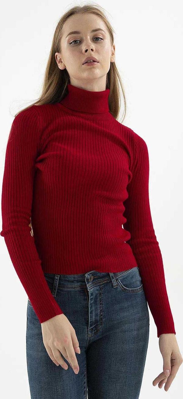 Fashion Friends Kadın Fitilli Balıkçı Yaka Kazak 23K0288K1 Bordo - Image 1