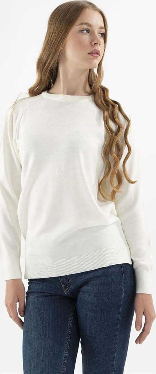 Fashion Friends Kadın Bisiklet Yaka Kazak K0242K1 Ekru - Image 1