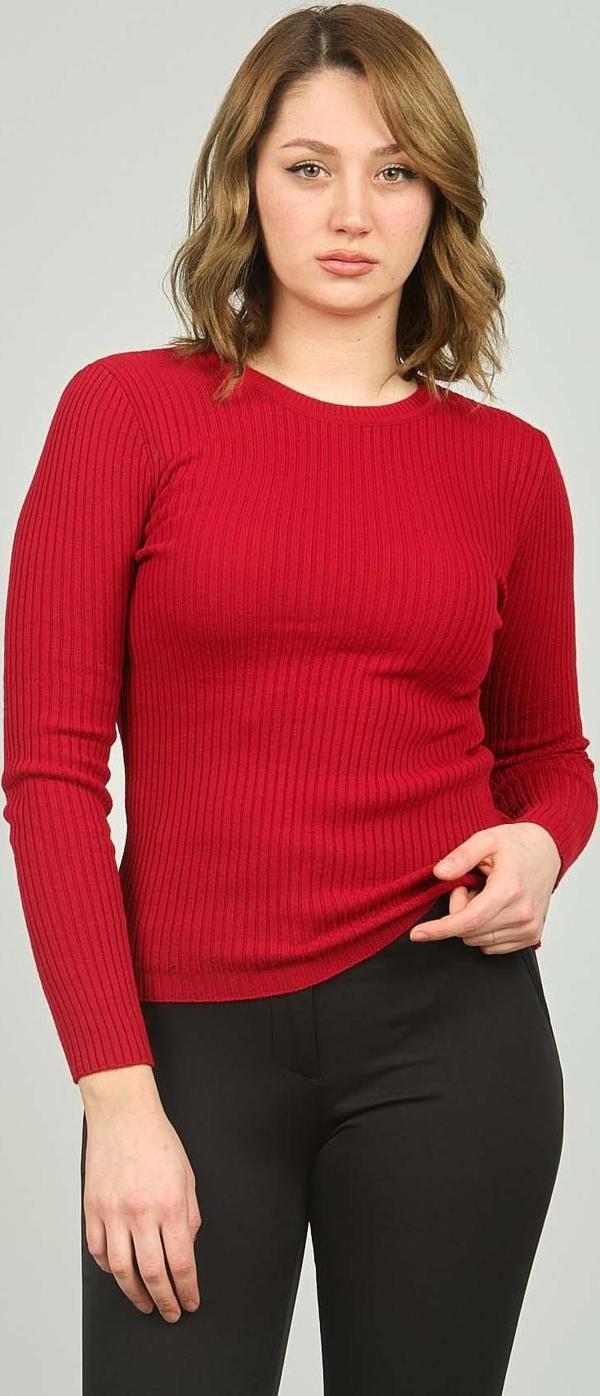 Fashion Friends Kadın Fitilli Bisiklet Yaka Kazak 23K0290K1 Bordo - Image 1