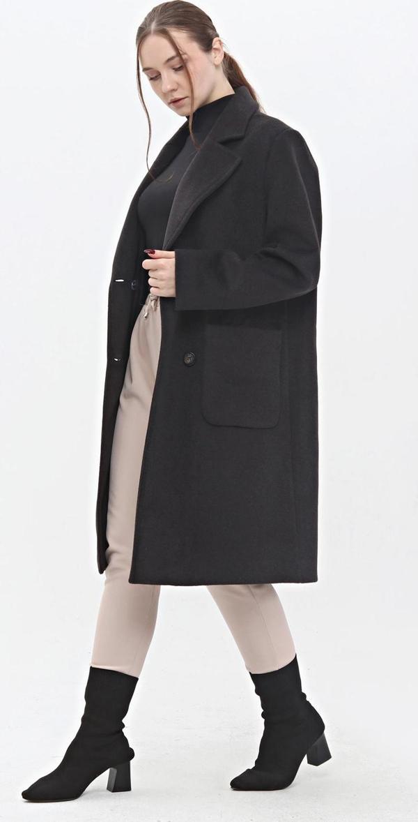 Veger Kadın Çift Cep Detaylı Yünlü Kaşe Kaban 3440 Antrasit - Image 1