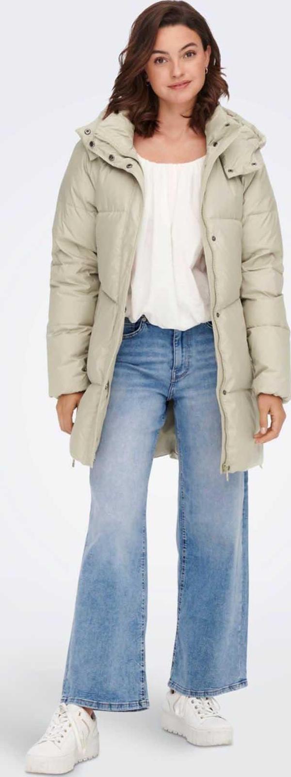 Only Kadın Kuş Tüyü Dolgulu Uzun Kaban  65515270623 Bej - Image 1