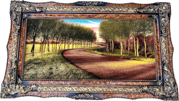 Sessiz Hatıralar Yolu Adlı İran Tebriz Halı Tablo 123x73cm - Duvar Halı Kilim Tablo - Image 1