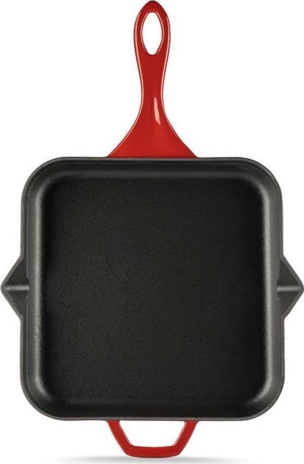 HOSSE 28x28 cm Döküm Kare Kızartma Tava Kırmızı - Image 1