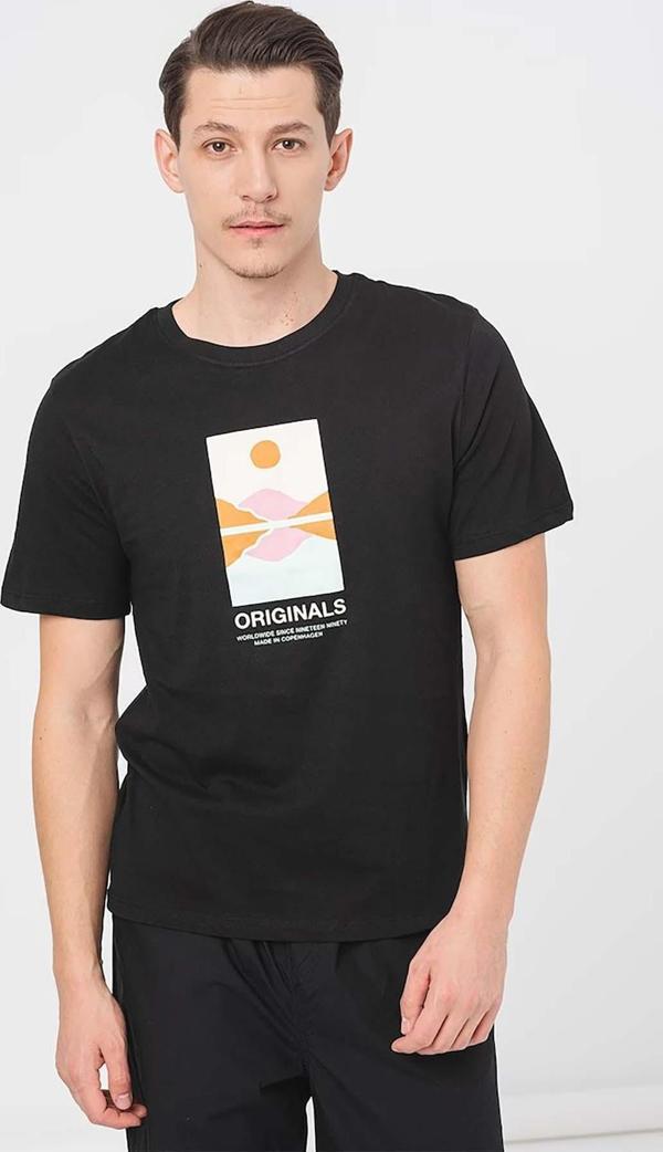 Jack&Jones Erkek Jorlafayette Baskı Detaylı Bisiklet Yaka %100 Pamuk T-Shirt 12255640 Siyah - Image 1