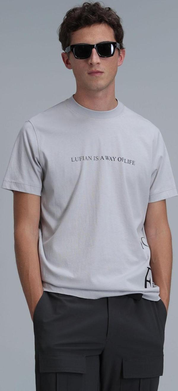 Lufian Erkek Potter Modern Grafik T-Shirt 111020221 Taş - Image 1