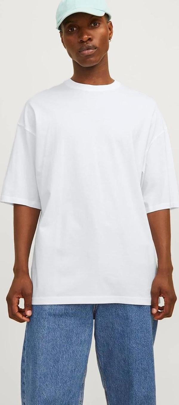 Jack&Jones Erkek Jjecharge Bisiklet Yaka Oversize %100 Pamuk T-Shirt 12259975 Beyaz - Image 1