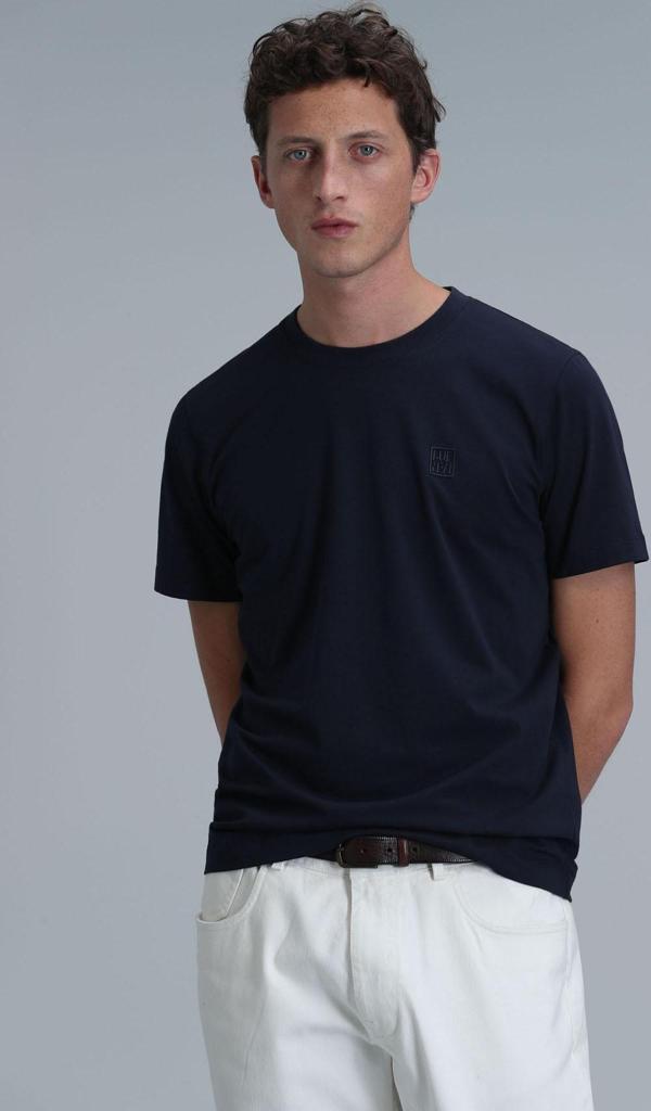 Lufian Erkek Pablo Modern Grafik T-Shirt 111020223 Lacivert - Image 1