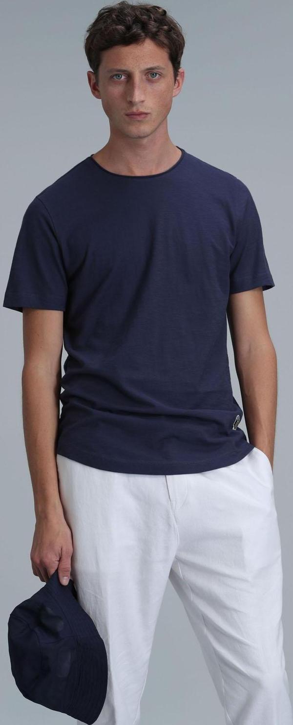 Lufian Erkek Junya Basic T-Shirt 111020203 Açık Lacivert - Image 1