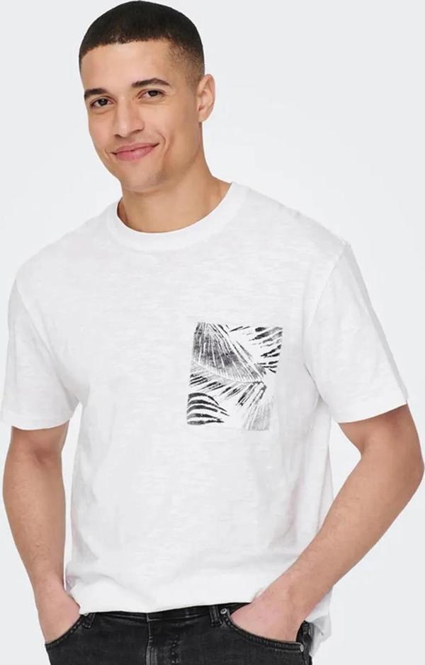 Only & Sons Erkek Onsperry Bisiklet Yaka %100 Pamuk T-Shirt 22025286 Beyaz - Image 1