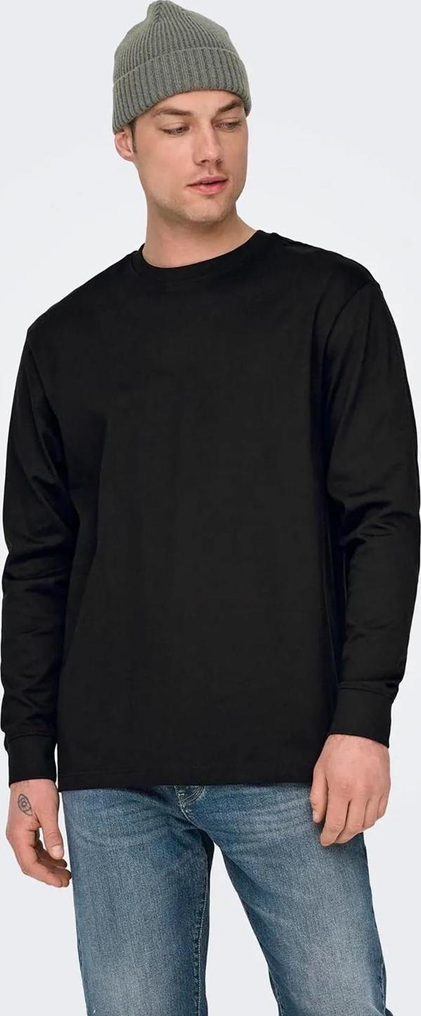 Only & Sons Erkek Onsfred Uzun Kollu Bisiklet Yaka %100 Pamuk T-Shirt 22029674 Siyah - Image 1