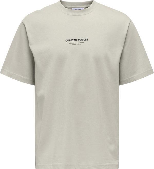 Only & Sons Erkek Onscurated Bisiklet Yaka %100 Pamuk T-Shirt 22030925 Taş - Image 1