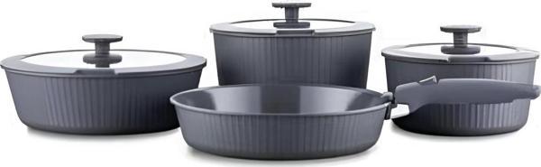 Korkmaz A2792- Nova Pratika 8 Parça Seramik Tencere Seti - Gri - Image 1