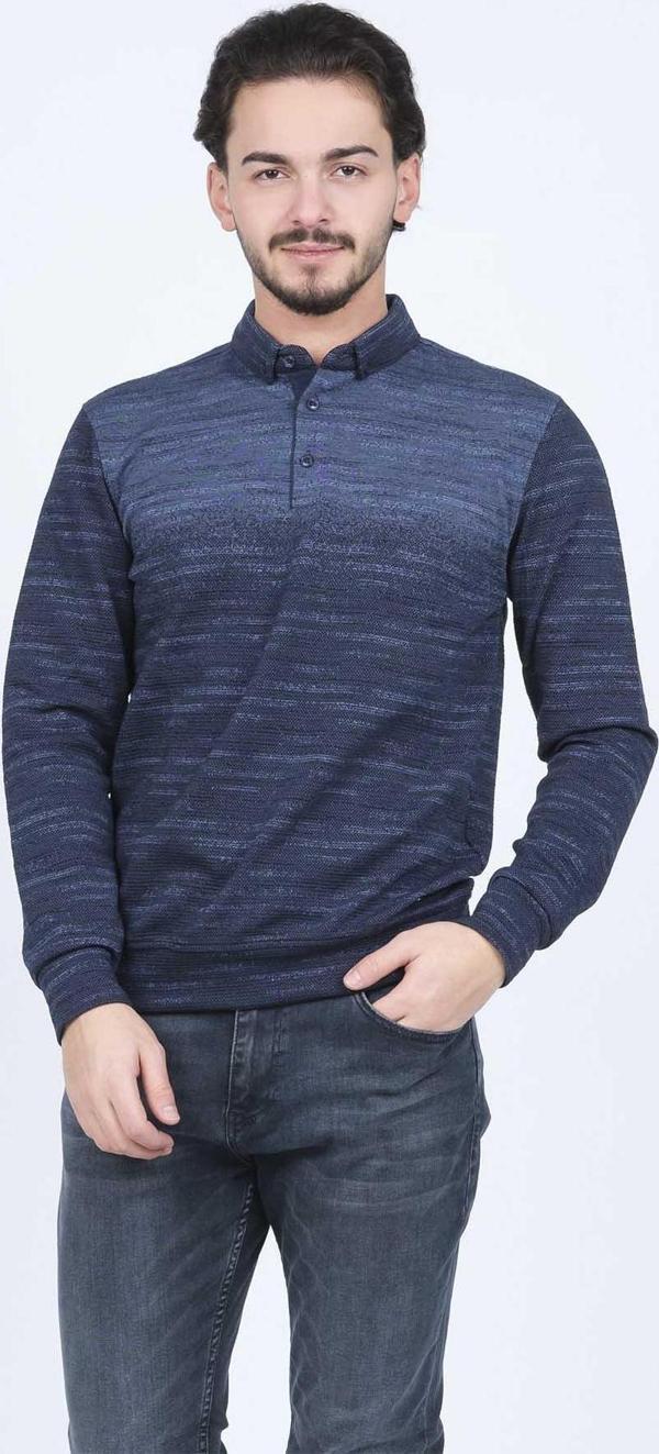 Raymons Erkek Desenli Polo Yaka Triko Sweat 6782257 Indigo - Image 1