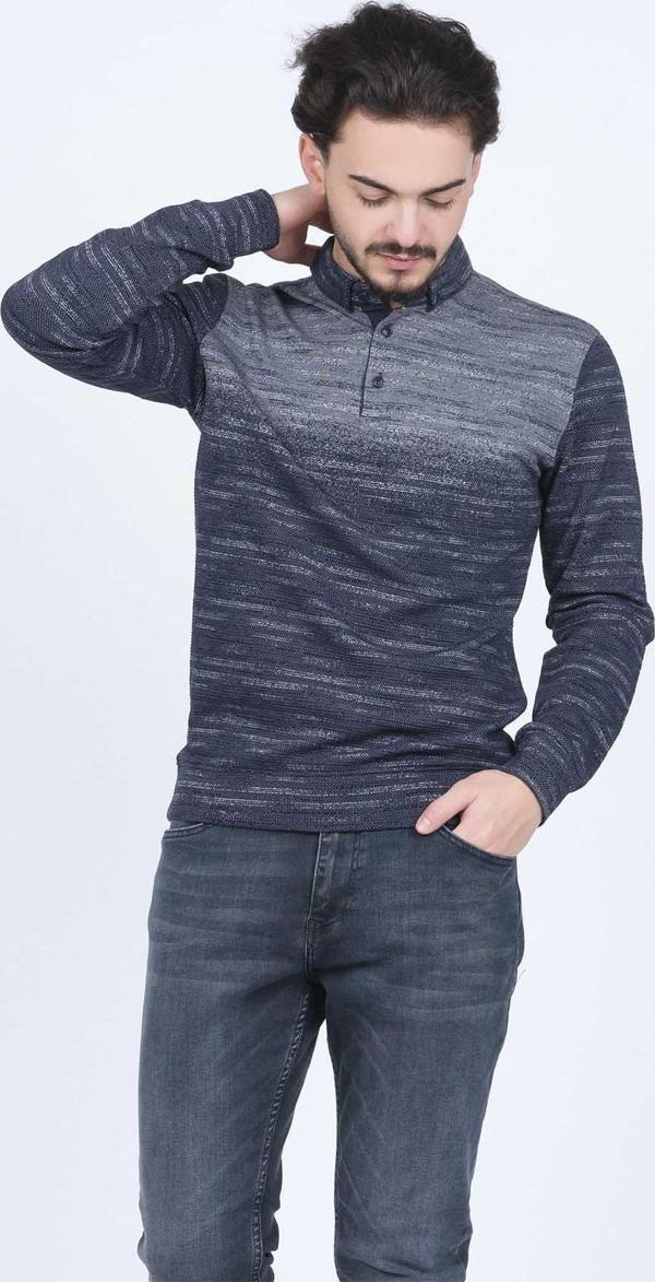 Raymons Erkek Desenli Polo Yaka Triko Sweat 6782257 Lacivert - Image 1