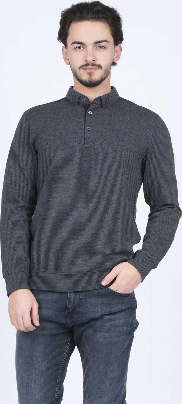 Raymons Erkek Desenli Polo Yaka Triko Sweat 6782258 Siyah - Image 1