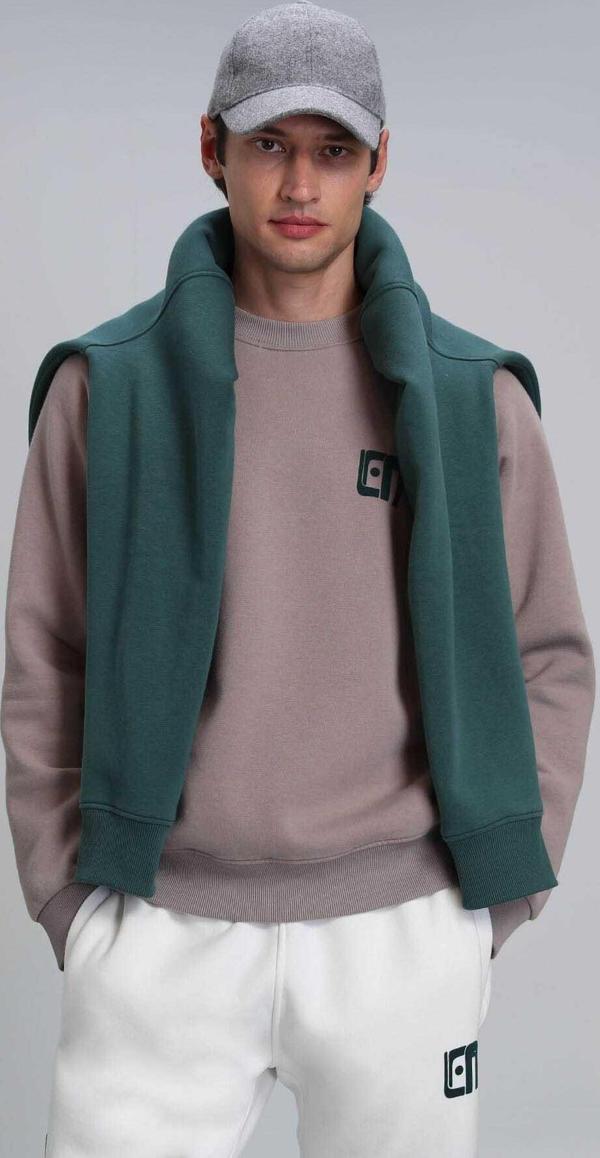 Lufian Erkek Owen Sweatshirt 112030114 Vizon - Image 1