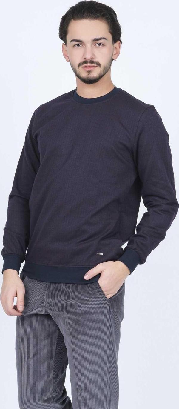 Raymons Erkek Desenli Bisiklet Yaka Triko Sweat 6782270 Bordo - Image 1