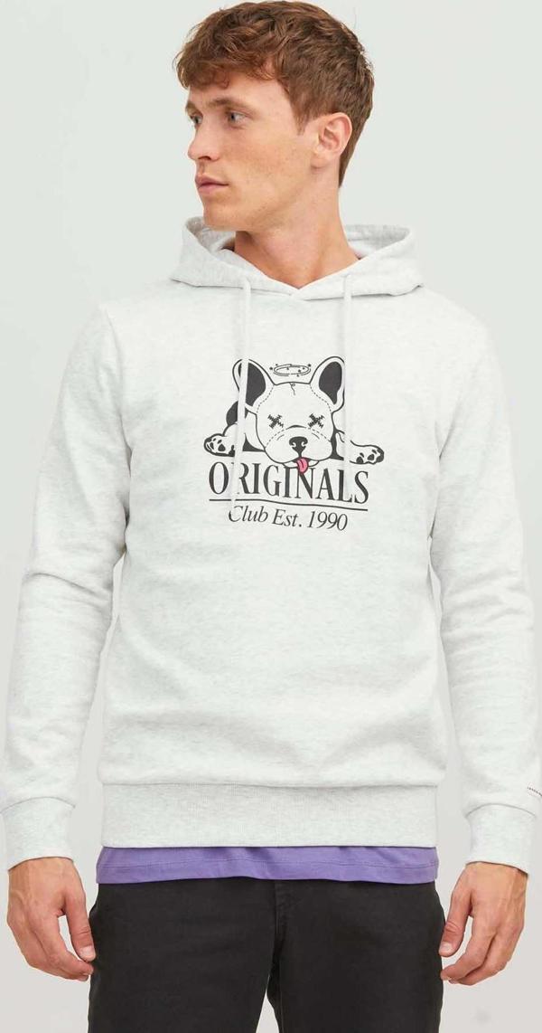 Jack&Jones Erkek Beware Baskılı Kapüşonlu Sweatshirt 12244219 Gri - Image 1