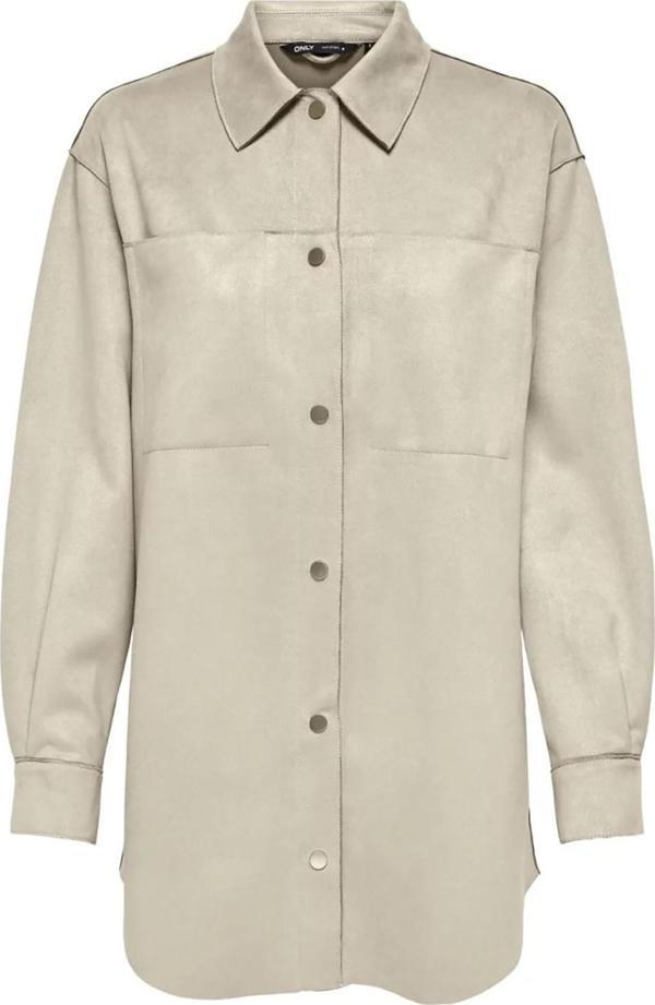 Only Kadın Onljolıne Düğmeli Uzun Süet Ceket 15322147 Taş - Image 1