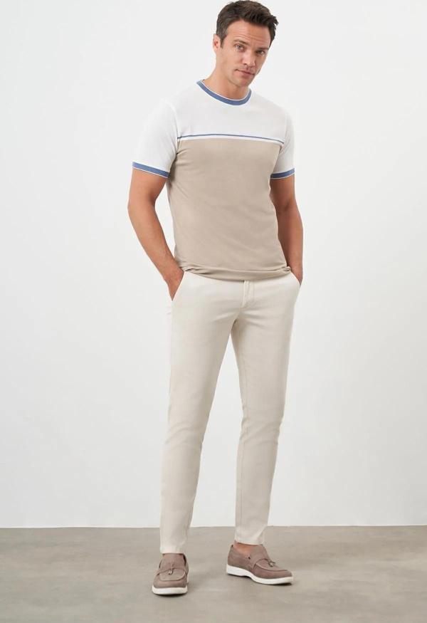 Morven Erkek Yazlık Pileli Slim Fit Chino Pantolon 24YS003006 Taş - Image 1